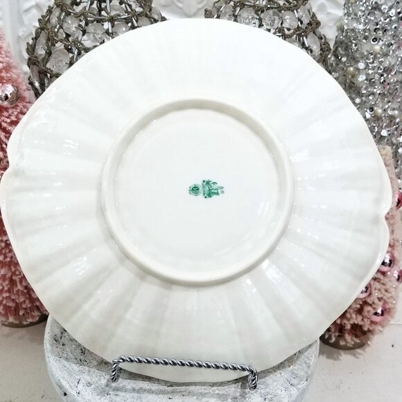 Belleek Neptune Yellow Luster Shell Serving Platter Cake Plate Vintage - Picture 2 of 4